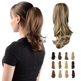 Sofeiyan 13" Ponytail Extension Long Curly Ponytail Clip in Claw Hair Extension Natural Looking Synthetic Hairpiece for Women