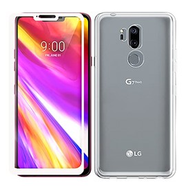 High Responsivity Shatterproof Bubble-Free Explosion-Proof Tempered Glass Screen Protector Film Full Curved Anti-Slip Soft TPU Protective Case Compatible with LG G7 ThinQ LM-G710TM