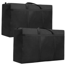 2Pcs 120L Large Storage Bags with Zips, Waterproof 600D Oxford Moving Bags, Extra Large Clothes Storage Bag for Moving Storage Clothes Bedding Quilt Blankets, Duvets, Laundry, Underbed Storage
