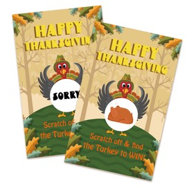 HIWGGSP 3.5" x 2.1" Thanksgiving Scratch Cards - Find The Turkey - Thanksgiving Party Games Party, Party Game & Event Scratch Tickets, Fun Dinner Activities & Events (40 Pack) - A02