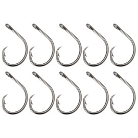 ECSiNG Fishing Hooks 12/0 Circle Hooks Saltwater Fishing Hooks Large Game Hooks for Tuna Halibut Bass Cod Black Nickel Plated 10pcs