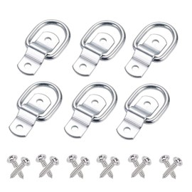 PETCHOR 1/4" Stainless Steel D Ring Tie Down Anchors, 6PCS Cargo Tie Down Rings, Heavy Duty Iron Trailer Bracket Surface Mount Hooks with Screws for Car, Truck, Trailer, Camper, Warehouse, Boat