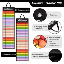 TECKWRAP Vinyl Roll Holder, Vinyl Roll Storage Organizer with 48 Compartments, Wall Mount Craft Vinyl Storage Organizer for Home Wall, Craft Closet (Black)