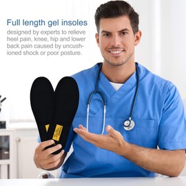 2 Pair-Cushioning-Gel Insoles for Women Comfort Memory Foam Shoe Inserts with Arch Supports,Replacement Cushion Soles,Providing Shock Absorption for Feet Relief,Trim to Fit Size US6-10 Black S