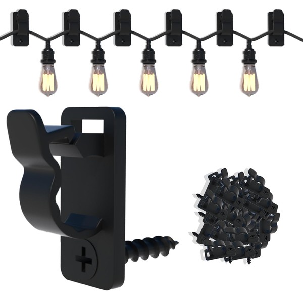 AFFAVON 80Pack Outdoor String Light Clips with Screws,Weatherproof Cable Hangers