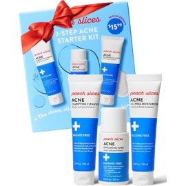 Peach Slices Kit De Inicio Para El Acn De 3 Pasos(3 Productos) Set De Cuidado De La Piel 1 Tnico, 1 Limpiador, 1 Hidratante Sin Aceite 2% De cido Saliclico Y Extractos Botnicos Vegano Y Li
