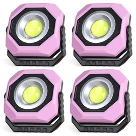 SEAMGAIC LED Rechargeable Solar Work Light, Magnetic Work Lights with 360 Degree Rotating Head, Cordless Flashlights for Car Repairing, Emergency, Camping&Outdoors, 3 Modes, 4 Pack, Pink