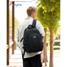 Amythe Backpack for Boys Men, Teenagers School Backpack College Daypack with 15.6 Inch Laptop Compartment, Large Lightweight Casual School Bag for School or Travel, black
