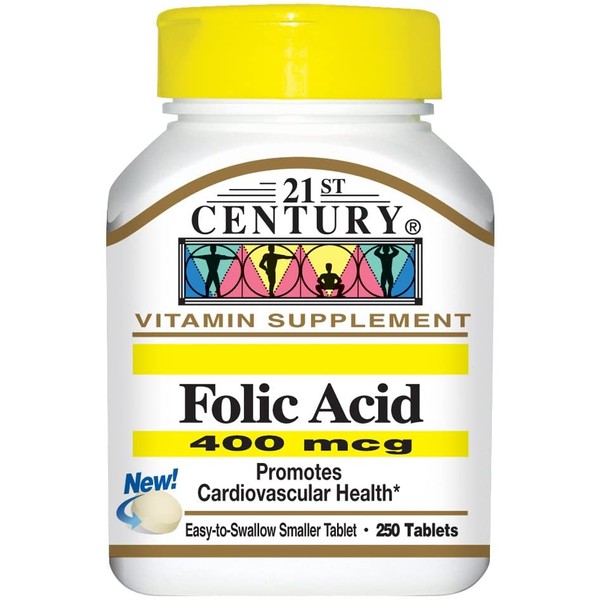 21st Century Folic Acid 400 mcg Tablets, 250-Count (Pack of 2)