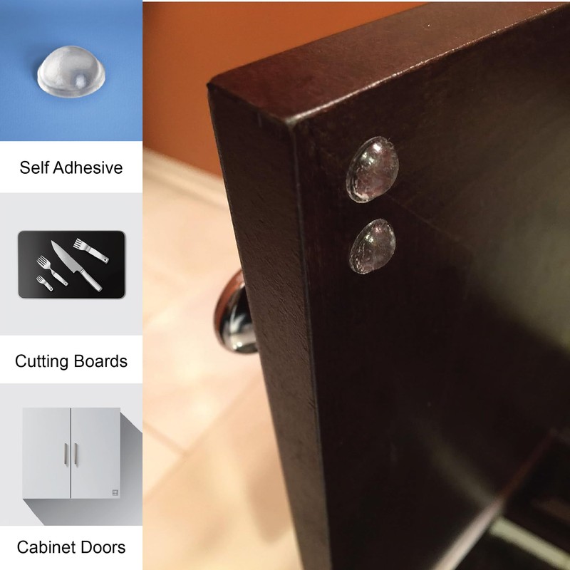 Clear Soft Close Drawer Cabinet Door Bumpers - 9.5mm x