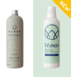 Waken, Spearmint, 500ml Mouthwash for Fresh Breath, Spearmint, 100% Natural Flavours, Alcohol Free, with Added Fluoride, No Artificial Colours or Flavourings, Vegan, Sustainable & Award Winning