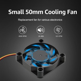 GDSTIME 50mm Fan 3 Pin, 12V 50x50x10mm Mini DC Brushless Cooling Fan Replacement for CPU Heatsink, Northbridge Cooler (2 Pack)
