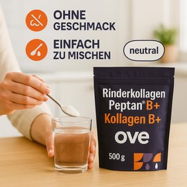 Collagen Powder B+ Bovine Collagen Peptan B - 100% Pure Collagen Hydrolysate Powder for Skin, Joints and Muscles, 500 g, Halal, Kosher, No GMO, 50 Doses