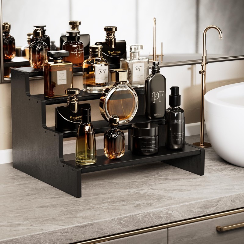 ProCase Wooden Cologne Organizer for Men, 4 Tier Perfume Organizer,