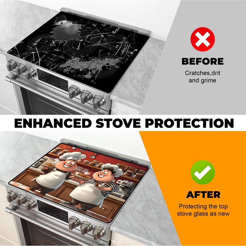 BSFHH Heat-Resistant Glass Stove Top Cover with Anti-Slip Rubber Coating