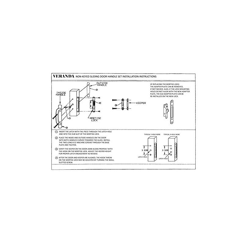 Veranda Sliding Glass Door Handle Set, Tan, Non-Keyed, 3-15/16” Screw