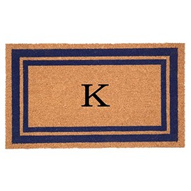 Calloway Mills 153001830K Dark Blue Border 18" x 30" Monogram Doormat (Letter K)