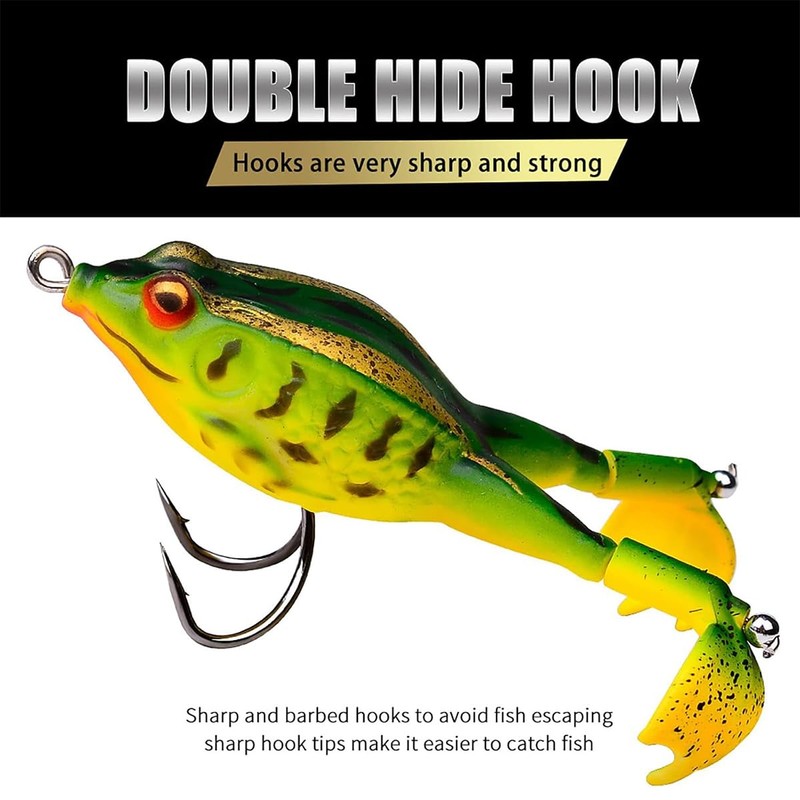 AIMALL 3pcs 3.7in Frog Lure Soft Bait with 360° Rotating
