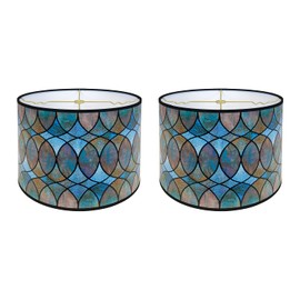 Royal Designs, Inc. Trendy Decorative Handmade Drum Shade, Made in USA, 12in, HBC8041-12-2, Cool Hues- 2 Pk