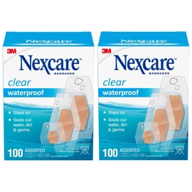 Fred's Favorite Waterproof Assorted Bandages, Stays on in The Pool, Holds for 12 Hours, Clear Bandages for Fingers and Elbows - 100ct (2 Pack)
