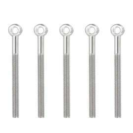 PATIKIL M6x73mm Lifting Shoulder Eye Bolts, 5 Pcs Machinery Shoulder Lifting Screw Bolt 304 Stainless Steel Threaded Screw Eyebolt for Lifting Hanging Valves Fasteners, Silver