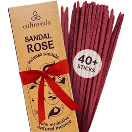 Sandal Rose Incense Sticks Natural - for Meditation Incense (40+ Sticks) Clean Charcoal Free Made from Upcycled Flowers | Sweet Woody Sandalwood for Calm Feel (Incienso De Rosas)