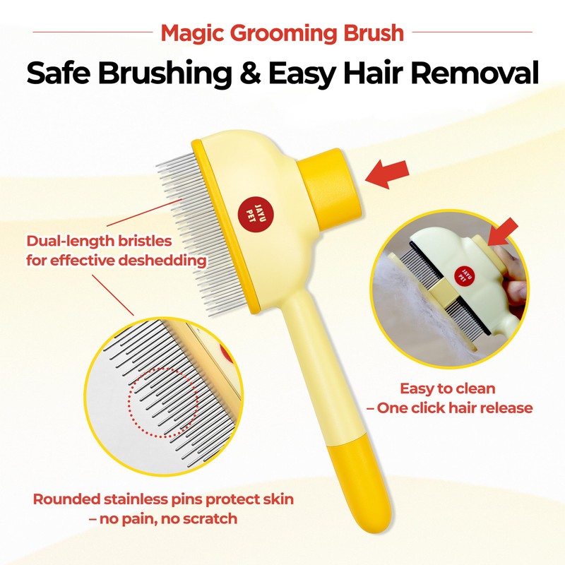 JAYU PET Magic Grooming Brush – Cat Brush for Shedding,