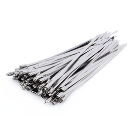 Yosoo - 50 bridas de acero inoxidable de 8 pulgadas (4,6 x 200 mm) con revestimiento de escape autobloqueables (4,6 x 200 mm)