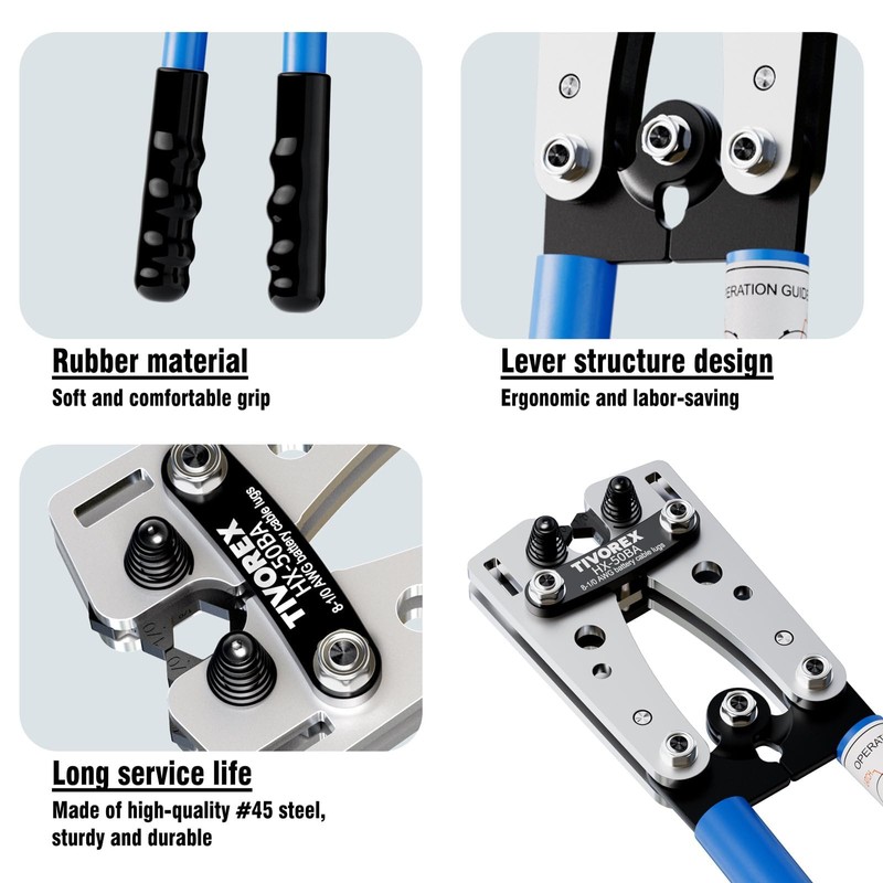 Tivorex Battery Cable Wire Lug Crimping Tool for AWG 8-1/0