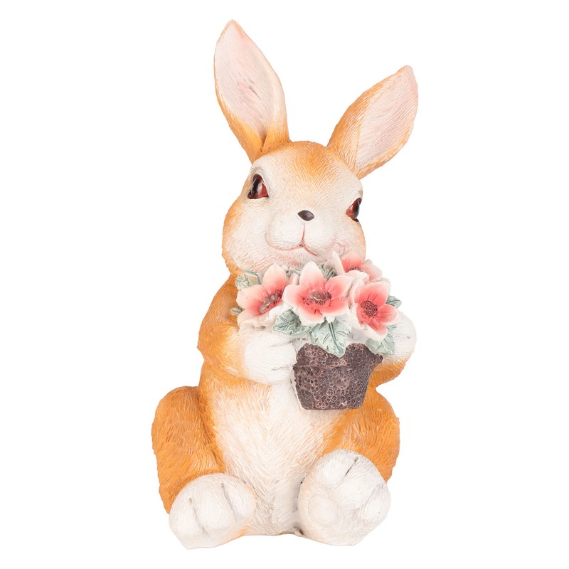 Solar Rabbit Statue Cute Handpainted Resin Bunny Statue Decor Rabbit