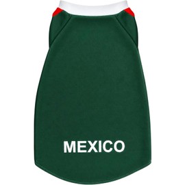Playera para Perros y Gatos, Diseño Selección Mexicana, Verde con Rayas Rojas, Cuello y Mangas con Vivos en Blanco, Tela Ligera y Suave, Uso Diario (Medium)