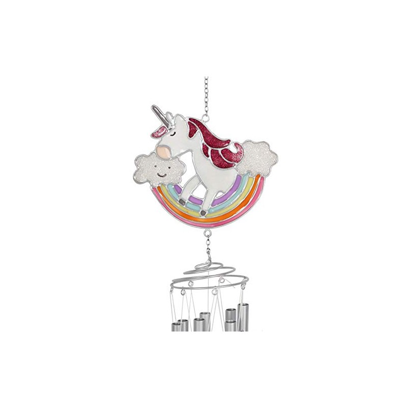 Rainbow Unicorn Glitter Windchime Sun Catcher Home Garden Hanging Mobile