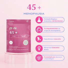 B-FIT B 45+ Suplemento Para Menopausia Con Isoflavonas - 60 Cápsulas - Coenzima Q10 - Vitaminas K2, D3 Y B6 - Sin Sabor - Vitaminas para Mujeres