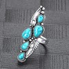 Vintage Blue Synthetic-Turquoise Ring Teardrop-shaped Stone Ring Tibet Silver Plated