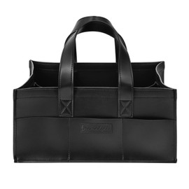 Jac and Jil Premium Vegan Leather Baby Diaper Caddy Organizer – Portable Storage Basket for Newborn Essentials, Changing Table, Nursery, Car & Travel, Gifts for Baby Shower (Liquorice Black)