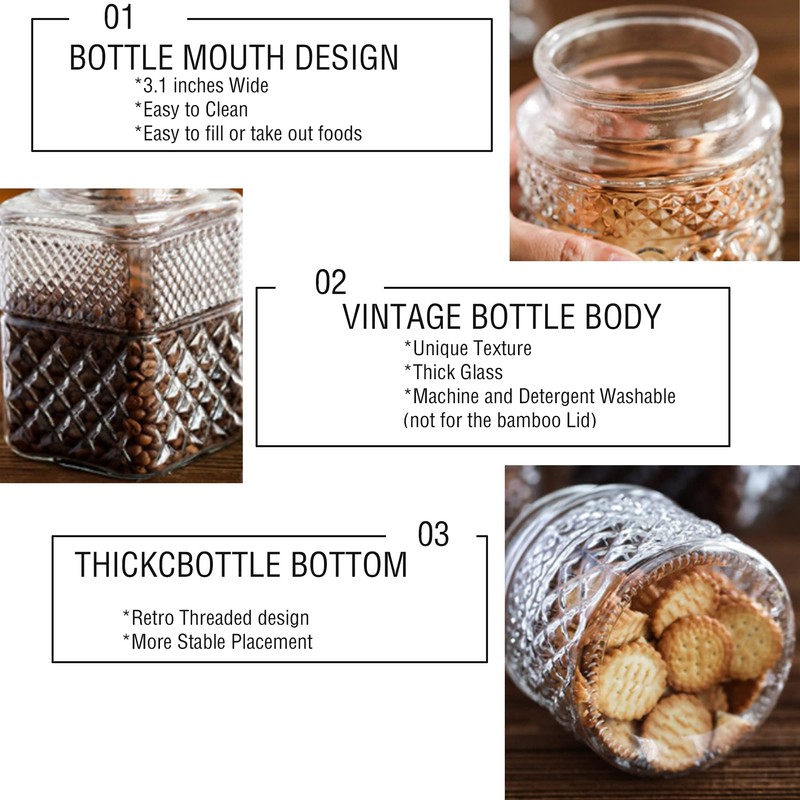 Large Glass Storage Jar, 60 FL OZ Glass Food Storage