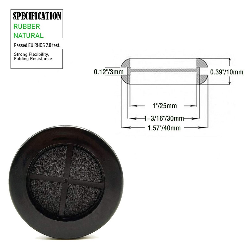Rubber Grommet, 1" Inside Diameter 1-1/4"Drill Hole, Rubber Hole Plug,Synthetic