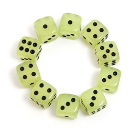 SmartDealsPro D6 Six Sided Glow in The Dark Dice Die for DND, MTG, RPG, Tenzi, Farkle, Yahtzee, Bunco, Teaching Math, Table Board Game (16mm Black Dots, 50, Pieces)