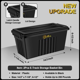 Onesnt 2 Pack E-Track Basket Storage Bin for E Track Accessories for Enclosed Trailer- System to Tool Organizer Workshop, Garage