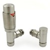 Thermostatic Radiator Valves Set - Realm Angled TRV Satin Brushed