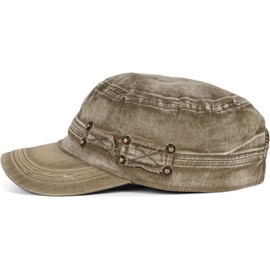 styleBREAKER military cap in washed, used look, vintage, adjustable 04023011, Colour:Olive-Brown