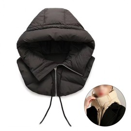 LND Fake Padded Hooded Neck Warmer - Winter Thermal Scarf Fake Padded Hood (Wine)