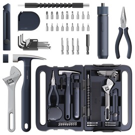 HOTO 40-Piece Tool Kit, Household Essentials tool set w/Smart Electric Screwdriver (LED, 3 Torque) + 14 Tools & 26 Accessories | Pro-Grade Compact Organizer for Home Repairs, DIY