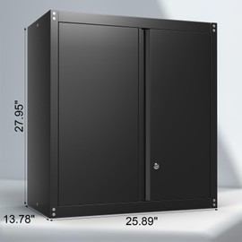 IRONFFICE Metal Wall Storage Cabinet,Steel Garage Hanging Cabinet,Black Cabinets for Storage Wall,Locking Wall Cabinet Small for Home Office,Kitchen