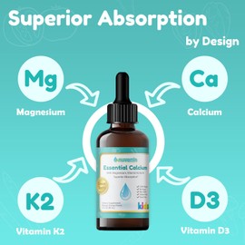 Nuvamin – Liquid Calcium & Magnesium Drops for Baby, Toddlers, Kids, & Adults, 2Fl.Oz (60ml), 30 Daily Servings. Great Taste - All Natural - Vegan - Superior Absorption