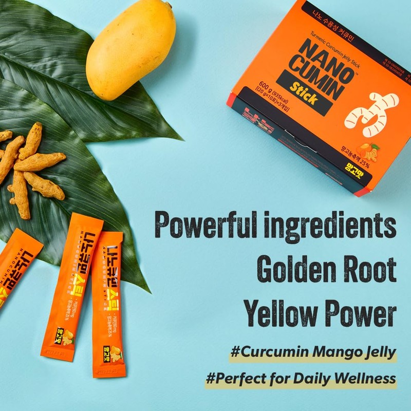 NANOCUMIN Turmeric Curcumin Jelly Stick 30ea, Mango Flavor - 60mg