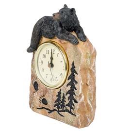 Slifka Sales Co. Bear Lying on a Rock Resin Decorative Tabletop Clock