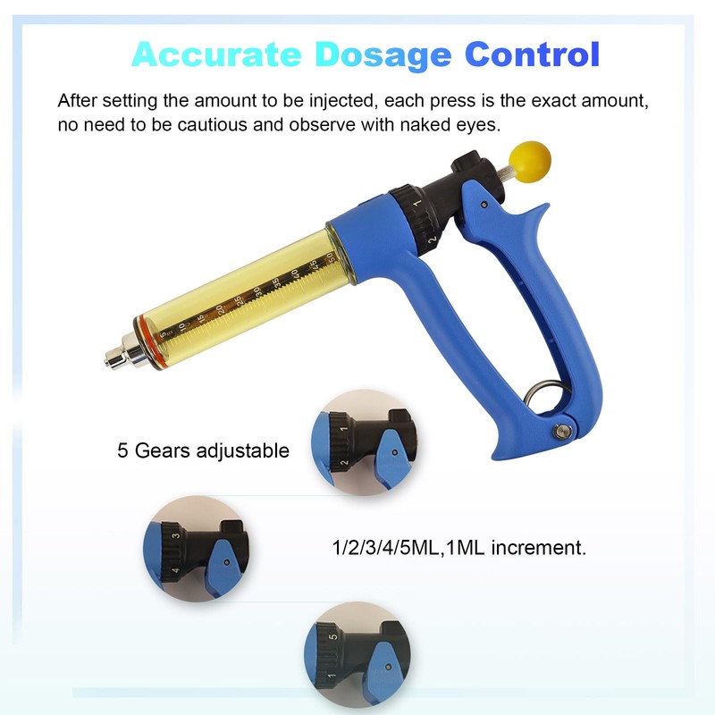 RANCH CHOICE 50ML Automatic Livestock Syringe, Adjustable Continuous Repeating Luer