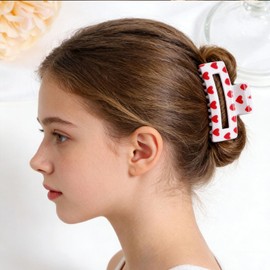 Valentine's Day Hair Claw Clips Red White Heart Hair Clip for Women Love Plastic Hair Clamps Romantic Love Hair Accessories for Valentine Gift, Strong Hold Non-Slip Jaw Clips Party Decor Daily Wear