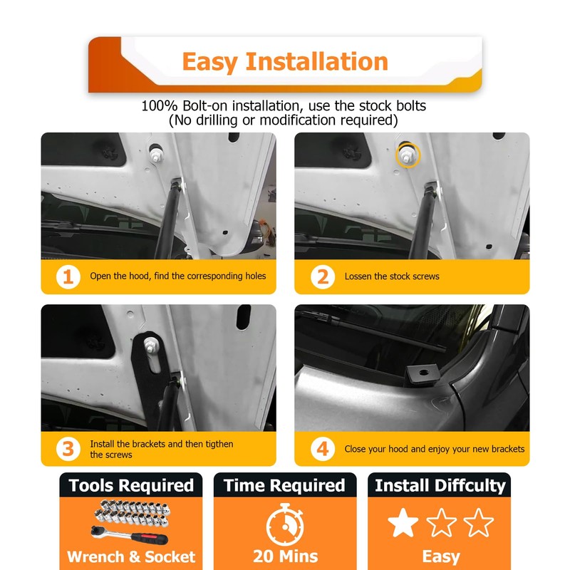 WeiSen Hood Hinge Ditch Light Mount Bracket for Auxiliary Offroad